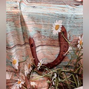 Shower curtain with daisies house shoe